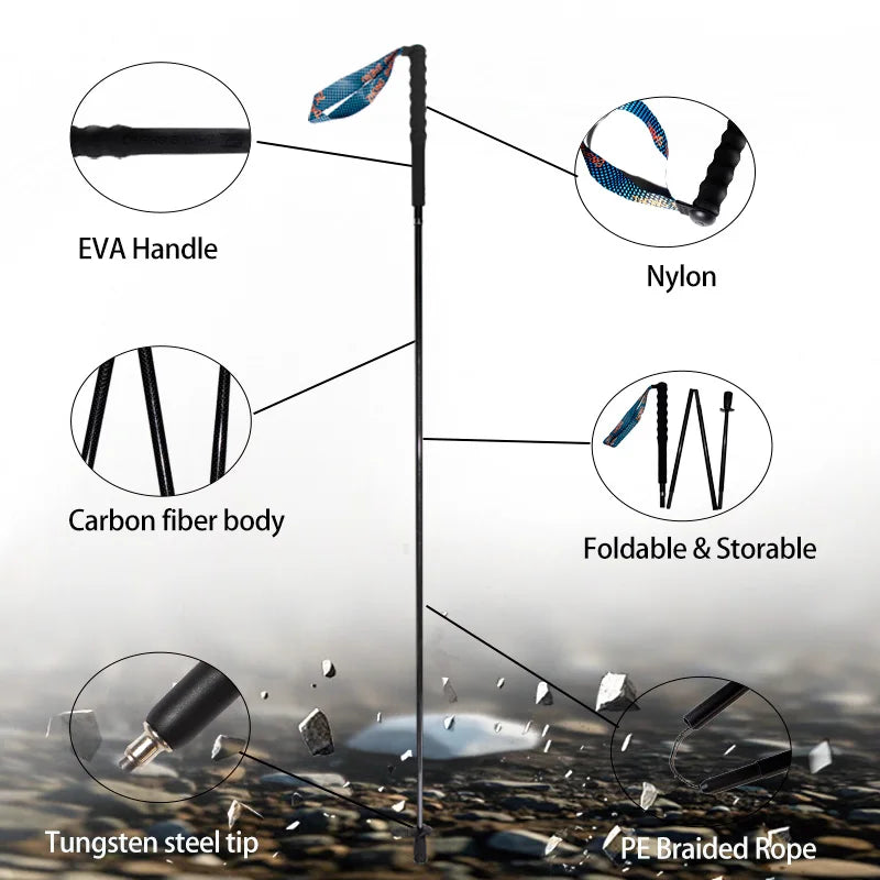 Ultra-Light Folding Carbon Fiber Trekking Poles – Portable Collapsible Hiking & Nordic Walking Sticks with Storage Bag