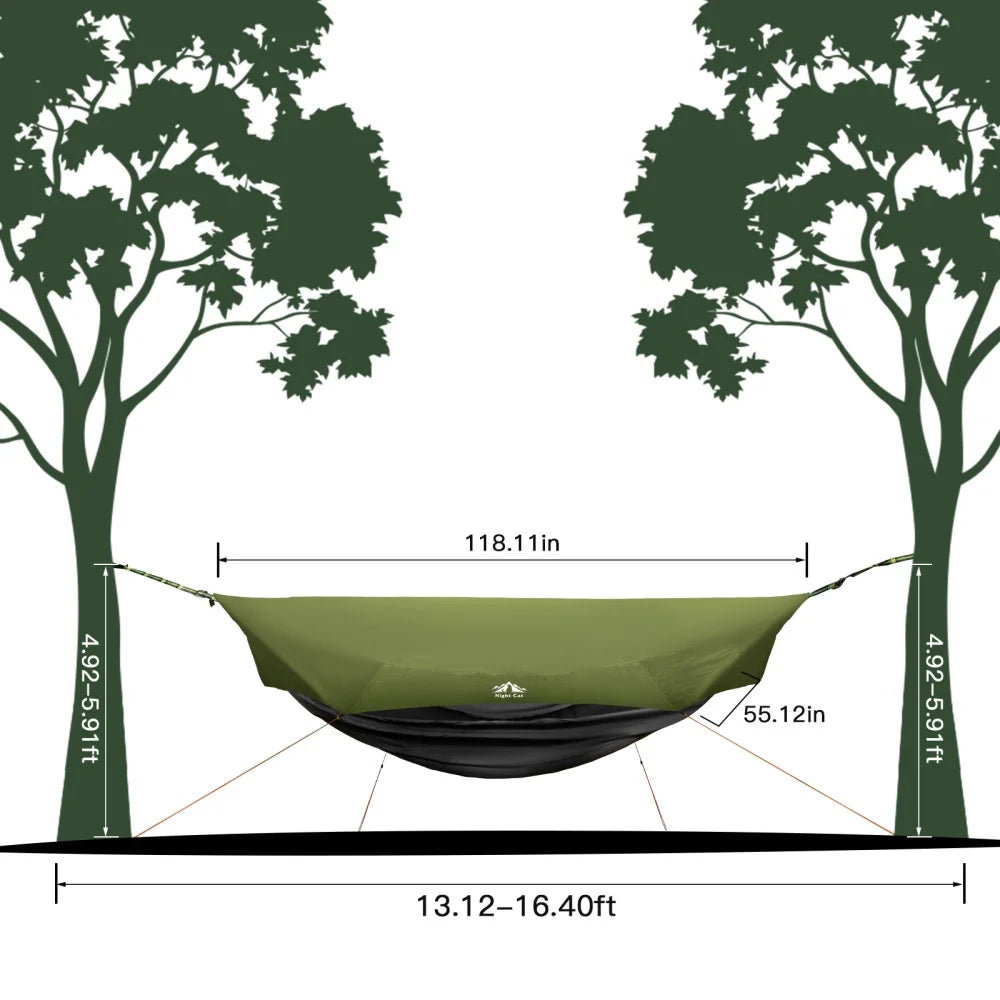 Night Cat Camping Hammock Tent For 1 Person: Lightweight Portable 4 in 1 Hammock with Rain Tarp and Mosquito Net for Adults Hiking Jungle Outdoor