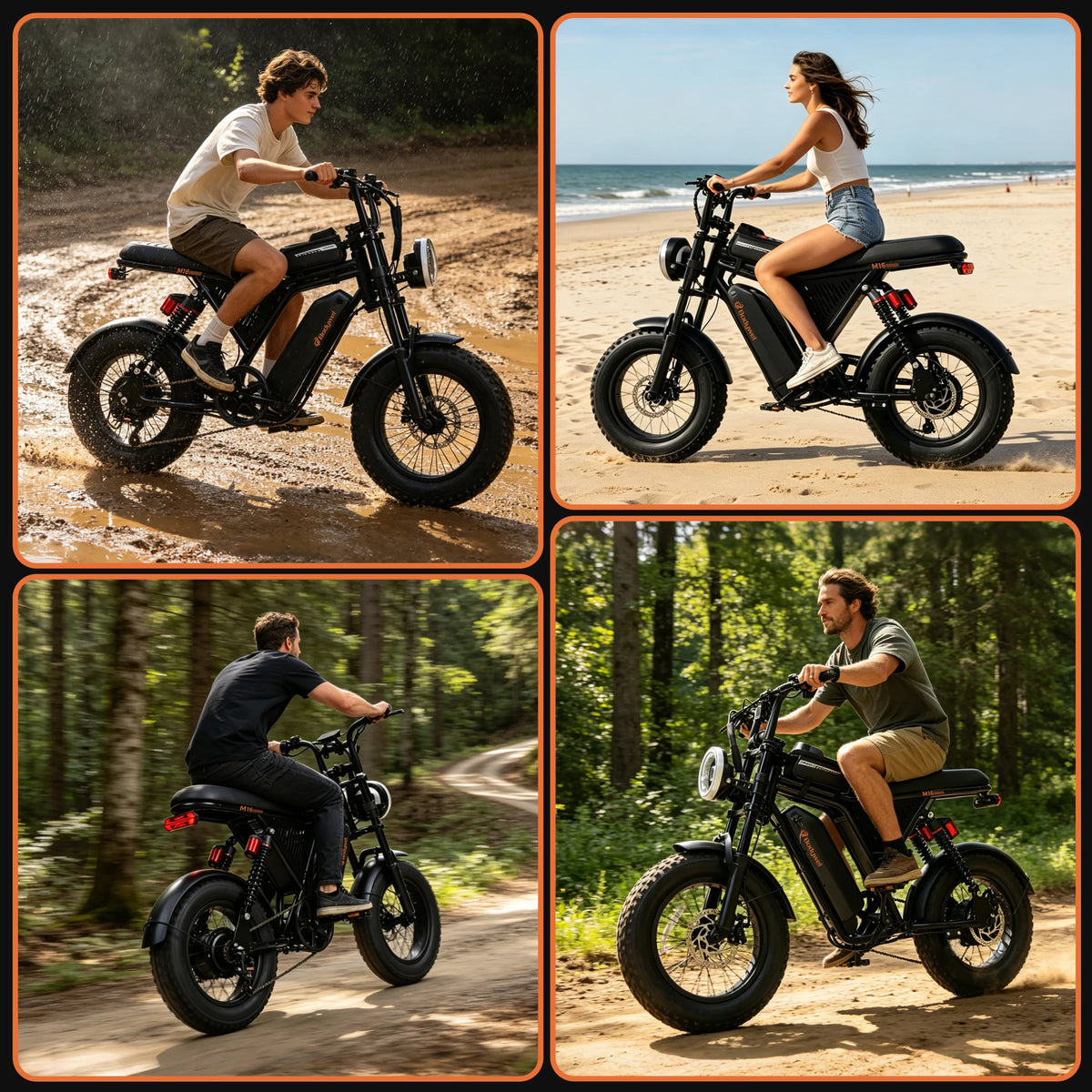 Bodywel M16 Fat Tire Electric Bike 16" x 4.0 Off-Road E-Bike 40 Mile Range Removable Battery Electric Bicycle