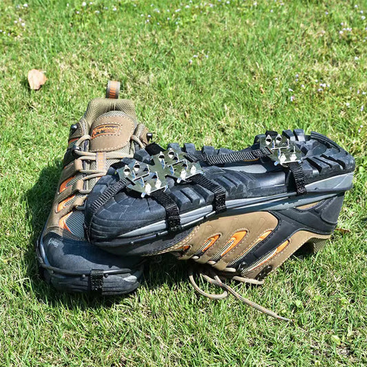 Pair 24-Teeth Ice Grippers Non-slip Silicone Shoe Spikes Professional Ice Cleats for Men Women Hiking Snow Walking Gear
