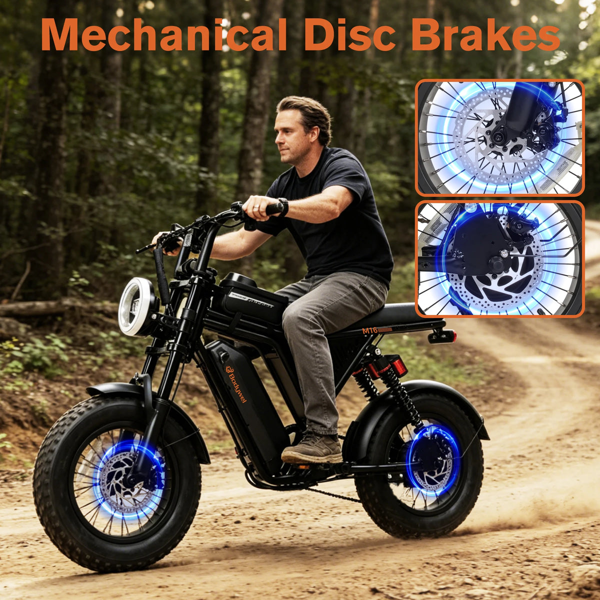 Bodywel M16 Fat Tire Electric Bike 16" x 4.0 Off-Road E-Bike 40 Mile Range Removable Battery Electric Bicycle