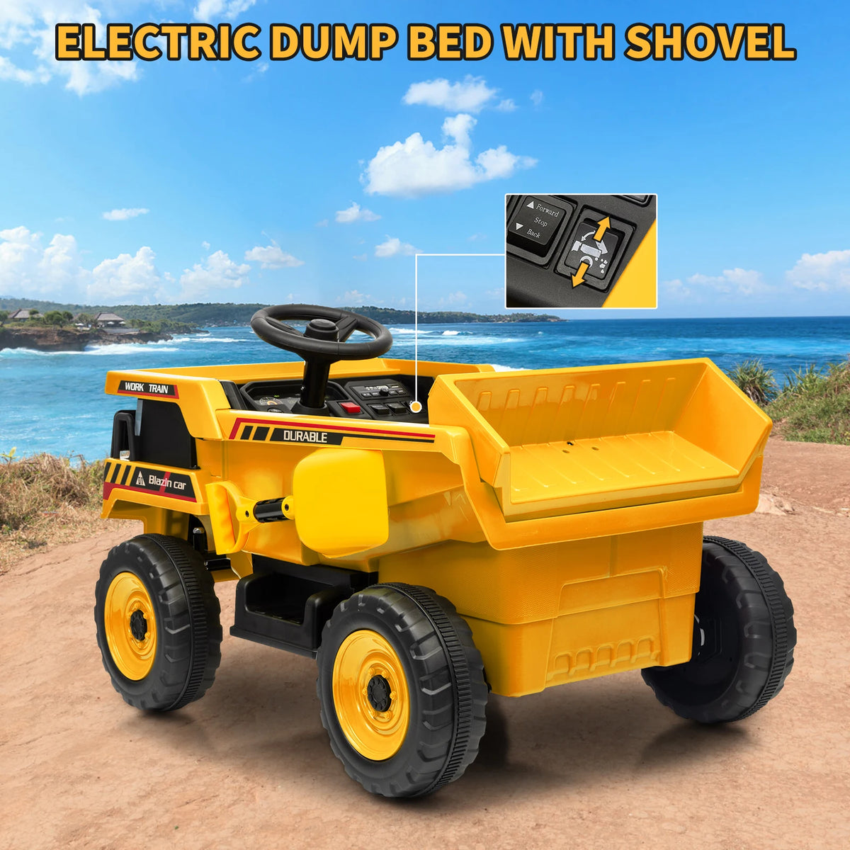 12V Kids Ride-On Dump Truck, Electric Construction Vehicle, Remote Control, Dump Bed & Shovel, Led Lights, Wireless Music, 4-Wheeler Toy, 66Lbs Capacity, 30W Dual Motors, for Ages 3-8, Yellow/Pink