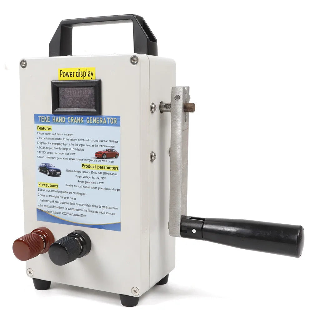 TK-150W-S 150W Emergency Survival Power Energy Portable Manual Hand Crank Dynamo Generator for  Travel Emergency Power, Mobile Phone Charging