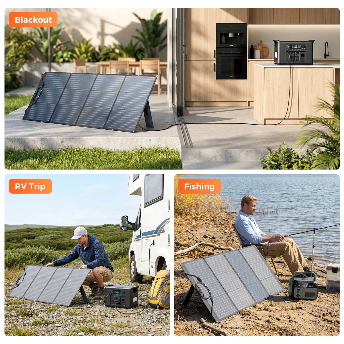 CTOLITY 1800W 220V Solar Energy System Complete Kit 200W ETFE Solar Panel UPS Power Station 1024WH Solar Generator for Camping