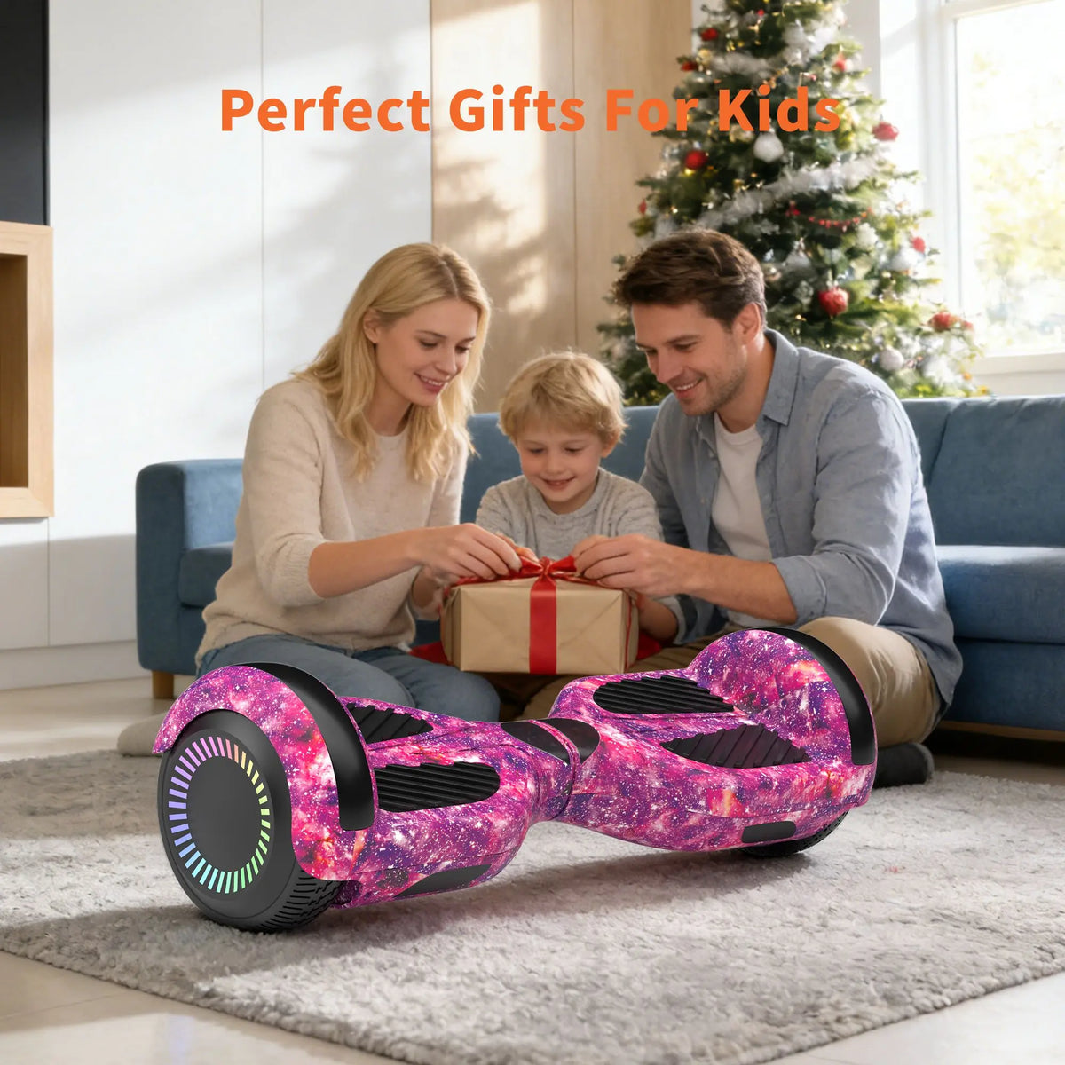 SIMATE Hoverboard for Kids Adults, All Terrain Electric Self Balancing Scooter with Bluetooth, LED Lights and APP Control, Perfect Gift for Girls Boys
