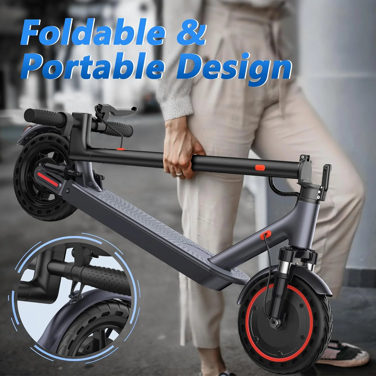 2026 New 10inch Electric Scooter 500W 22MPH Max Speed Adult APP Smart Scooter Shock-absorbing Anti-skid Folding Electric Scooter for Adult