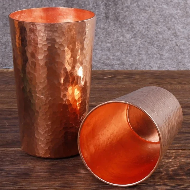 Vintage Pure Copper Cup,Thickened Hammer Texture 360 ml Breakfast Milk Coffee Mug,Handcrafted Tea Tumbler Drinkware Tableware