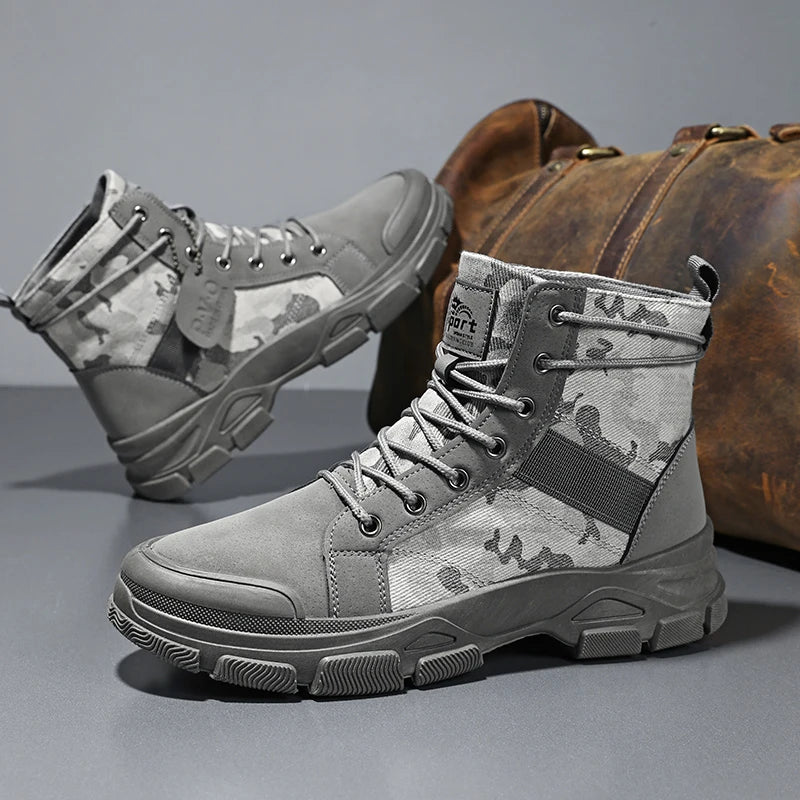 Autumn New High-Top Plus Size Casual Sports Shoes, Outdoor Hiking Boots, Comfortable Thick Sole Lightweight Casual Walking Shoes, Suitable for All-Season Daily Outdoor Activities, Walking And Travel, Mountaineering, Camping G