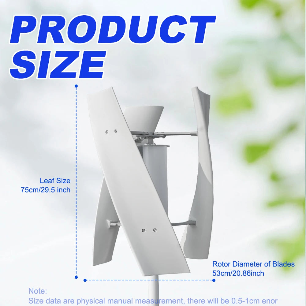 US Delivery of 3000W VerticalWind Turbine 12V/24V Low-Noise Household 220V With Free Charging Controller