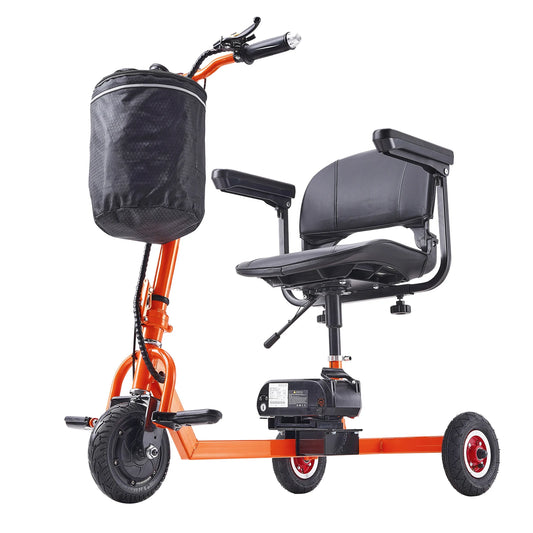 SucceBuy Foldable 3 Wheel Mobility Scooter for Seniors Portable Electric Powered Mobility Scooter All Terrain Travel Wheelchair