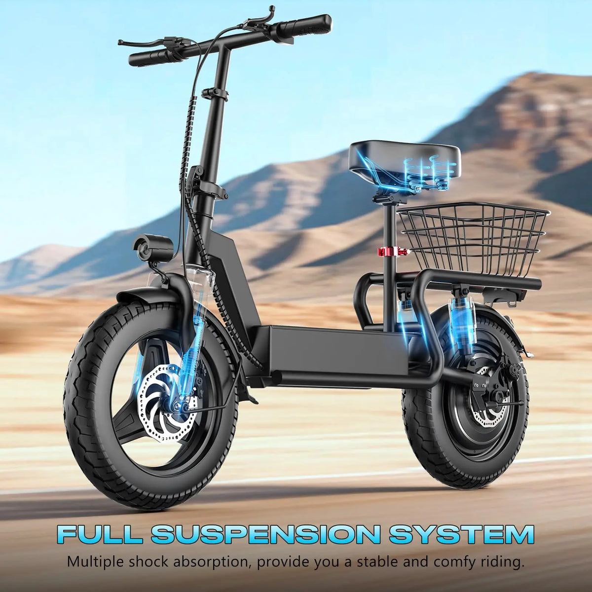Misodo Foldable Electric Scooter for Adults & Teens with Seat, 1000W Peak Motor, Up to 25 MPH Top Speed, 25-35 Miles Range, 14" Tires, Adjustable Handlebar, Rear Basket, Commuting E-Scooter, UL2272 Certified