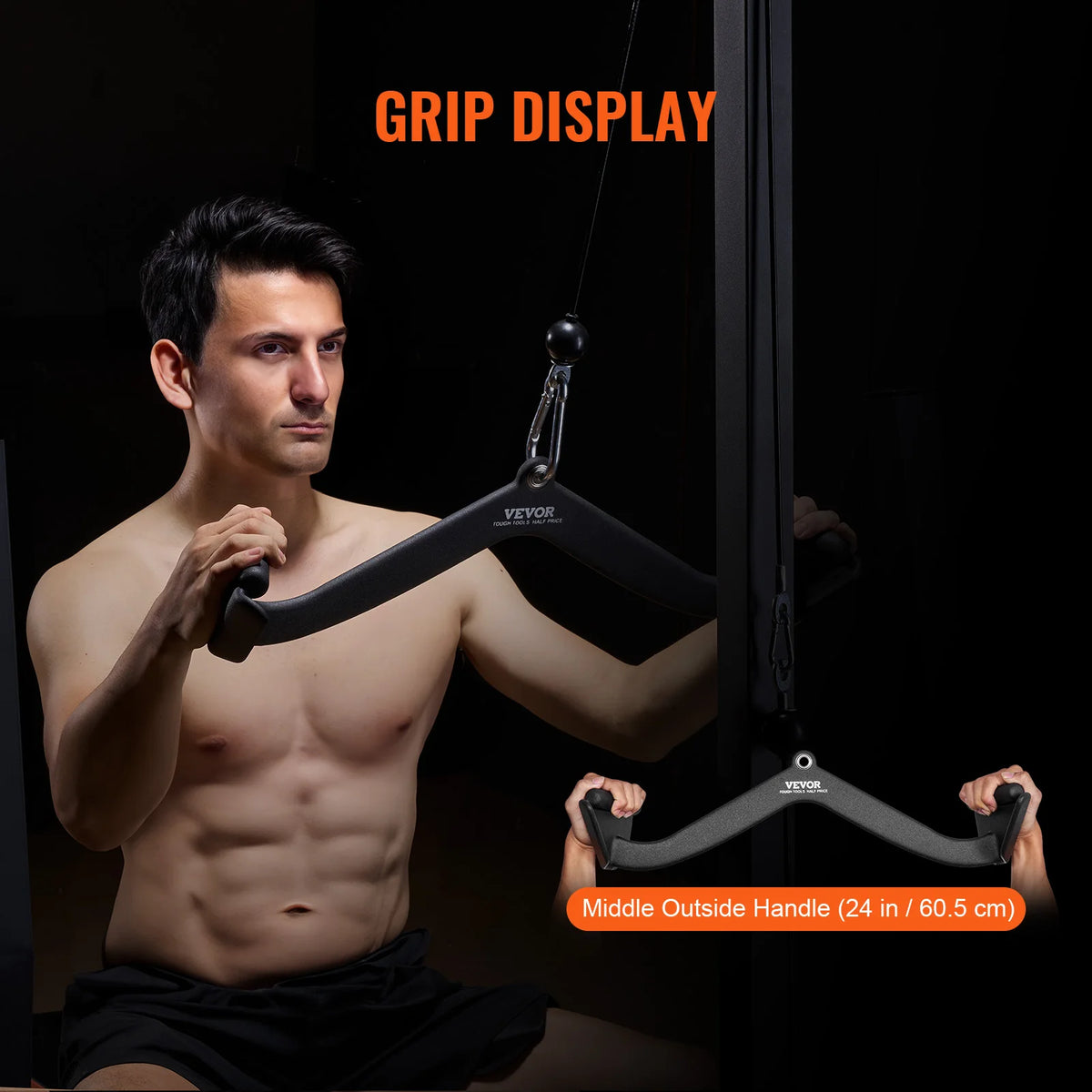 SucceBuy LAT Pulldown Attachment Cable Machine Rowing V-bar Tricep Pull Down Bar Back Strength TrainingRubber Coated HandleGrip