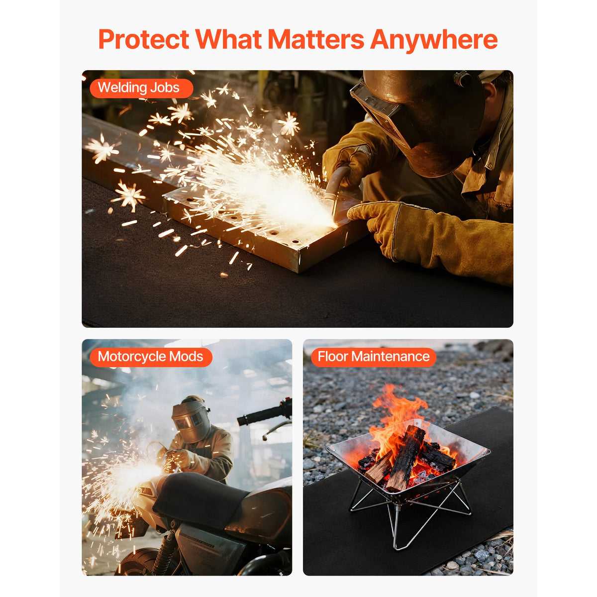SucceBuy Carbon Felt Welding Blanket Up to 1800°F Heat Resistant Safety Protection Blanket Carbon Fiber Fireproof Insulation Mat