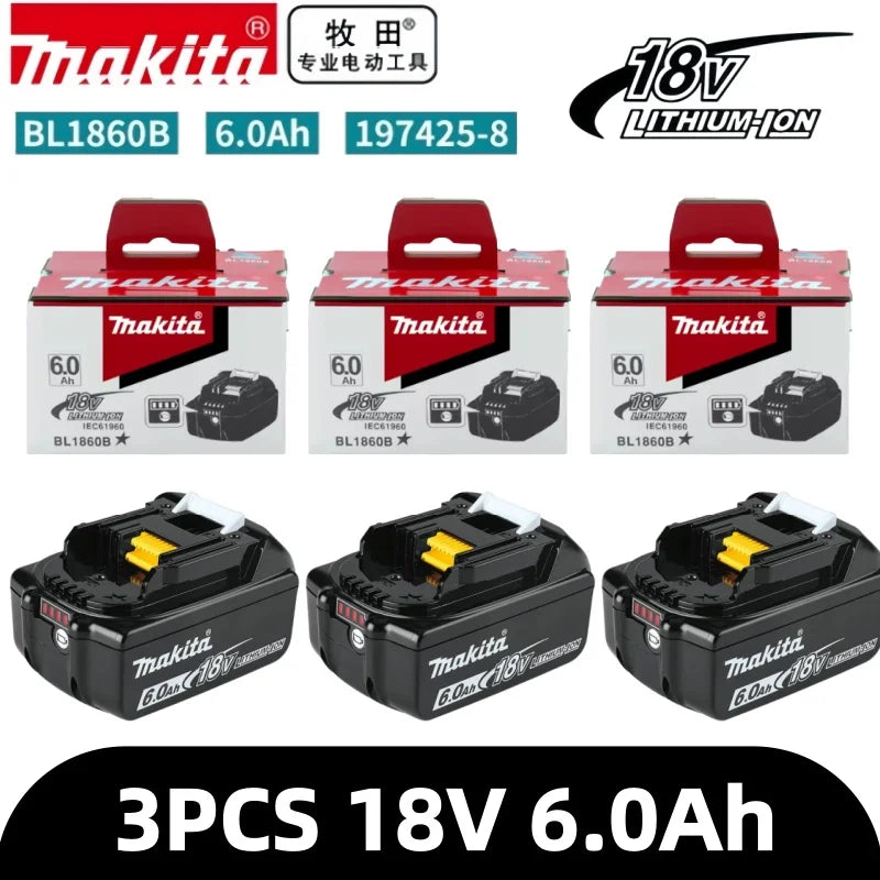 100% Original Makita Battery, 18V 6.0Ah Rechargeable Battery, Replacing Makita BL1830B L1840B L1850B L1860B, Power Tool Battery