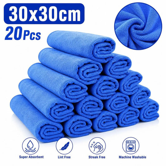 20Pcs 30Microfiber Towels Household Cleaning Cloths Car Wash Drying Cloth Towel Auto Detailing Polishing Cloth Home Clean Tools