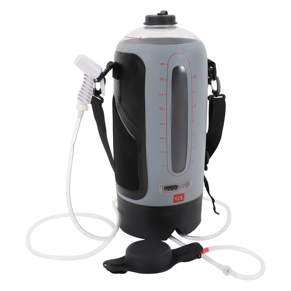 12L Portable Pressure Camp Shower Outdoor Bathing Device with Air Pump for Showering/Washing