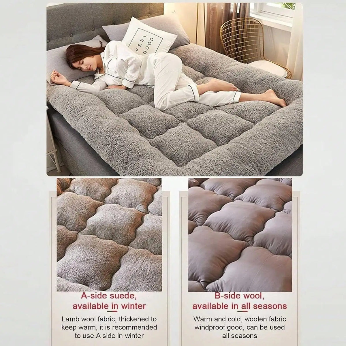 Japanese Futon Mattress, Extra Thick Fluffy Floor Futon Mattress, Super Soft Shaggy Roll Up Sleeping Pads, Portable Sleeping Mat, Sofa Mattress, Guest Bed