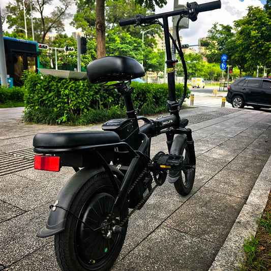 Black E-Bike, Foldable Ebike, 500W Motor, Detachable Battery,Max Load 330LBS, 19.9MPH Top Speed, 14*2 All-Terrain Tires，Bright Headlight 3-Riding Modes 6-Hour Charging Time, City Commuter Bike, Front Shock Absorptions/Full