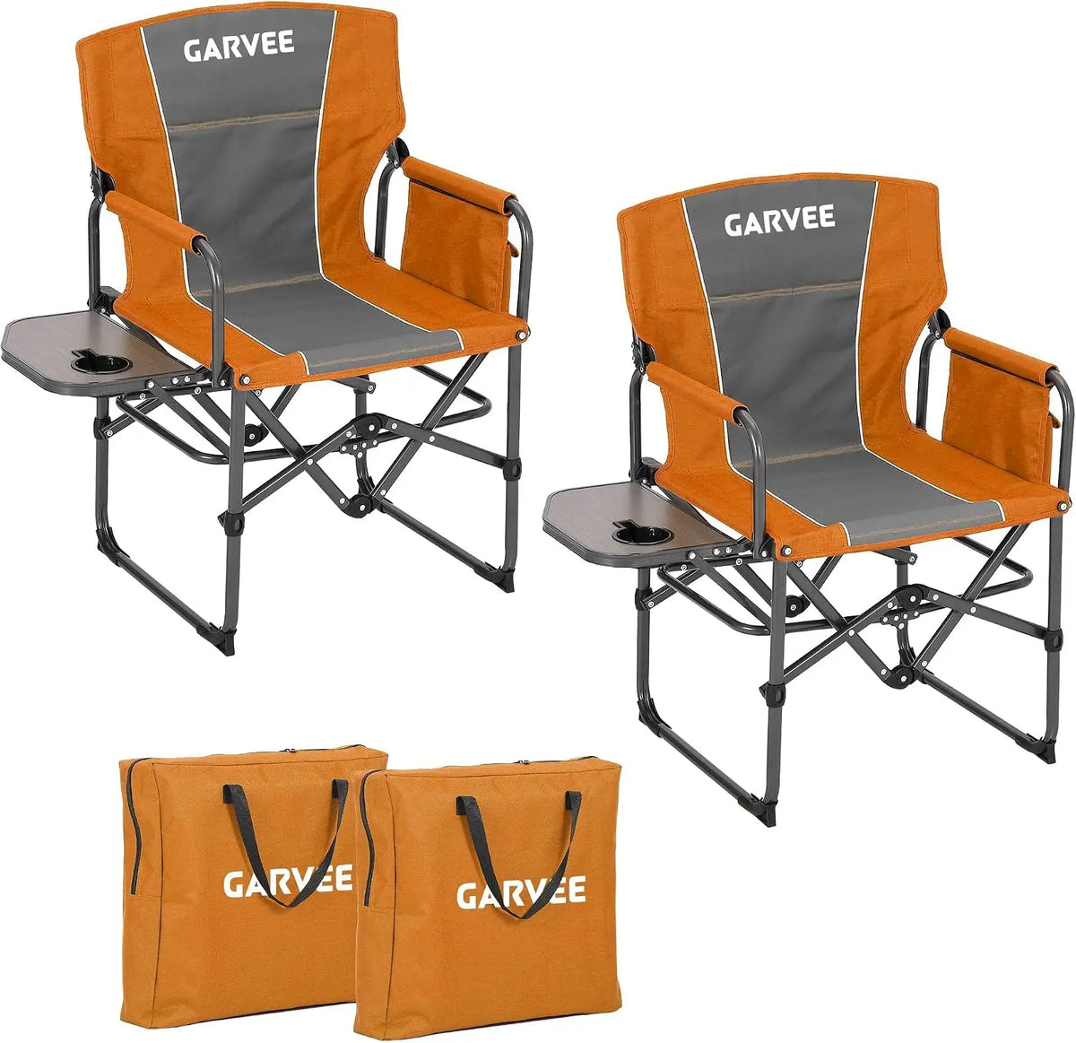 Tacleekii Oversized Camping Directors Chair, Portable Folding Lawn Chairs with Side Table for Adults Outdoor Foldable Camp Chair with Pocket for Beach, Fishing, Picnic