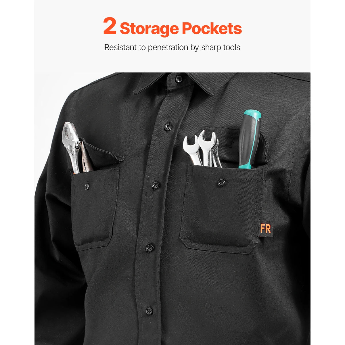 SucceBuy Flame Resistant Welding Jacket 7oz. FR Shirts for Men Machine Washable Cotton Heat-Resistant Welding Shirt - XL Size