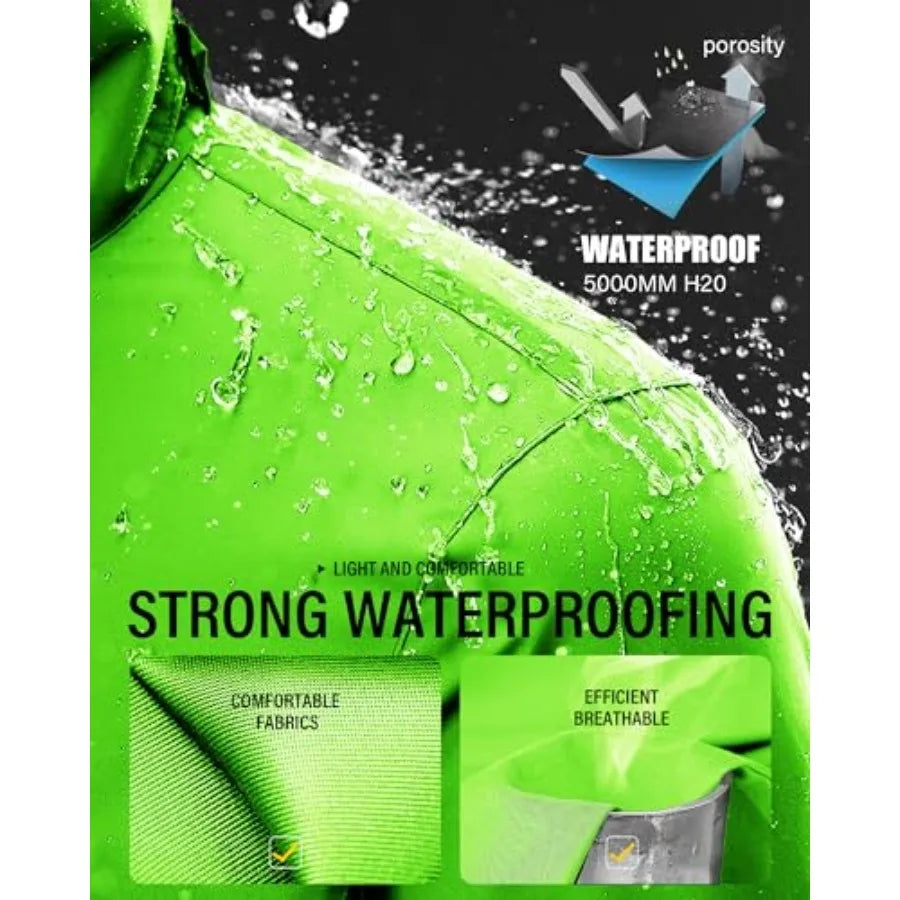 iCreek Rain Suit Waterproof Jacket and Pants Hi Vis Raincoat for Men and Women Reflective Outdoor for All-Sport Work
