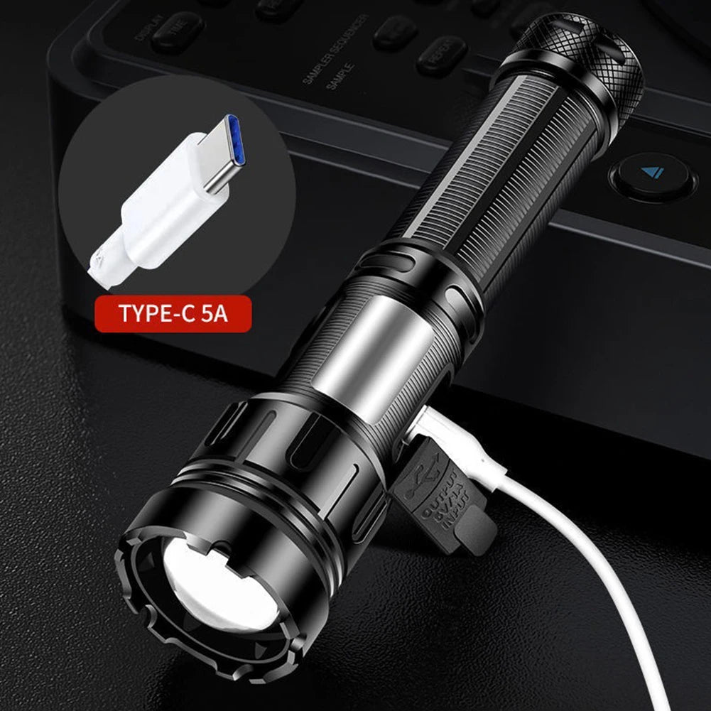 800LM COB LED Torch Lamp 1200mAh XHP50 Portable Flashlight Type-C USB Rechargeable IPX4 Waterproof Camping Fishing Lighting