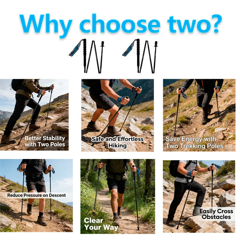 Ultra-Light Folding Carbon Fiber Trekking Poles – Portable Collapsible Hiking & Nordic Walking Sticks with Storage Bag