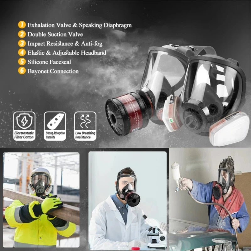16IN1 Full Face Gas Mask Survival Chemical Respirator with 40mm Filter Activated Carbon Full Face Masks for Safety Protection