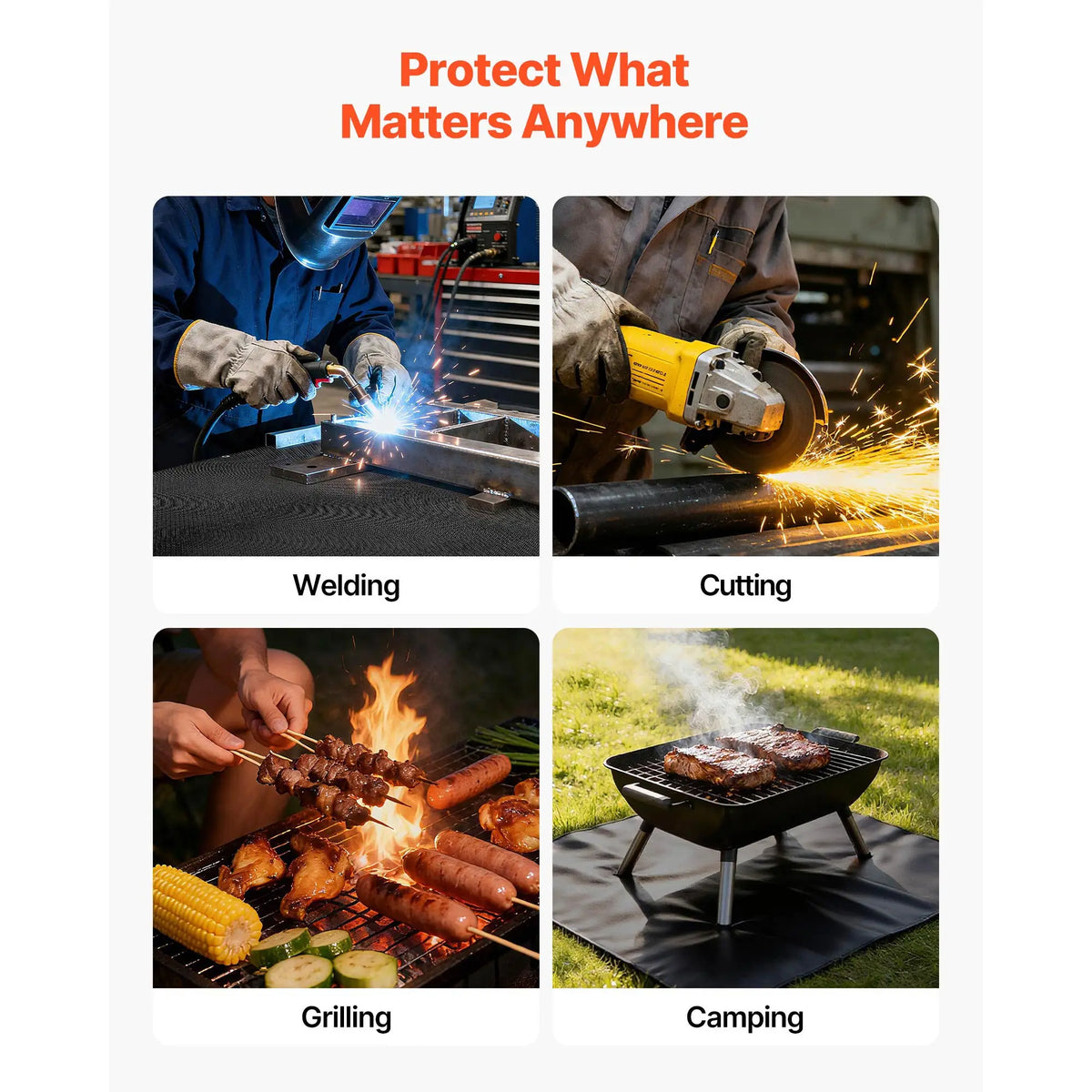 SucceBuy Welding Blanket 4 x 6/6 x 8 FT Silicone Coated Fiberglass Welding Blanket Flame Retardant Insulation Mat with Grommets