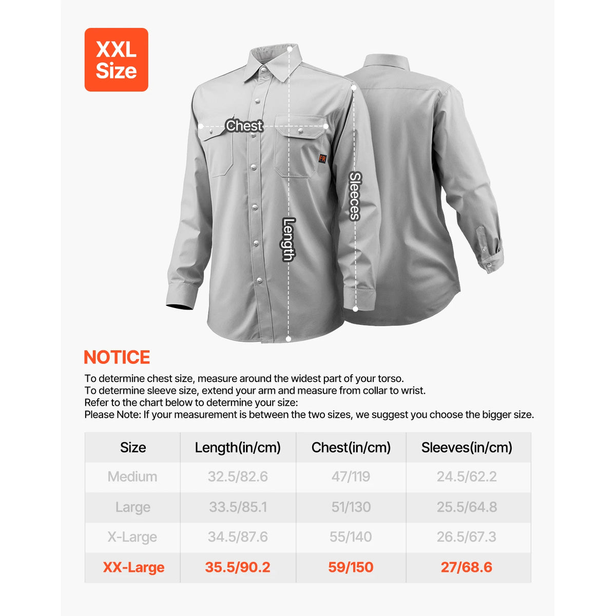 SucceBuy Flame Resistant Welding Jacket 7oz. FR Shirts for Men Machine Washable Cotton Heat-Resistant Welding Shirt - XL Size