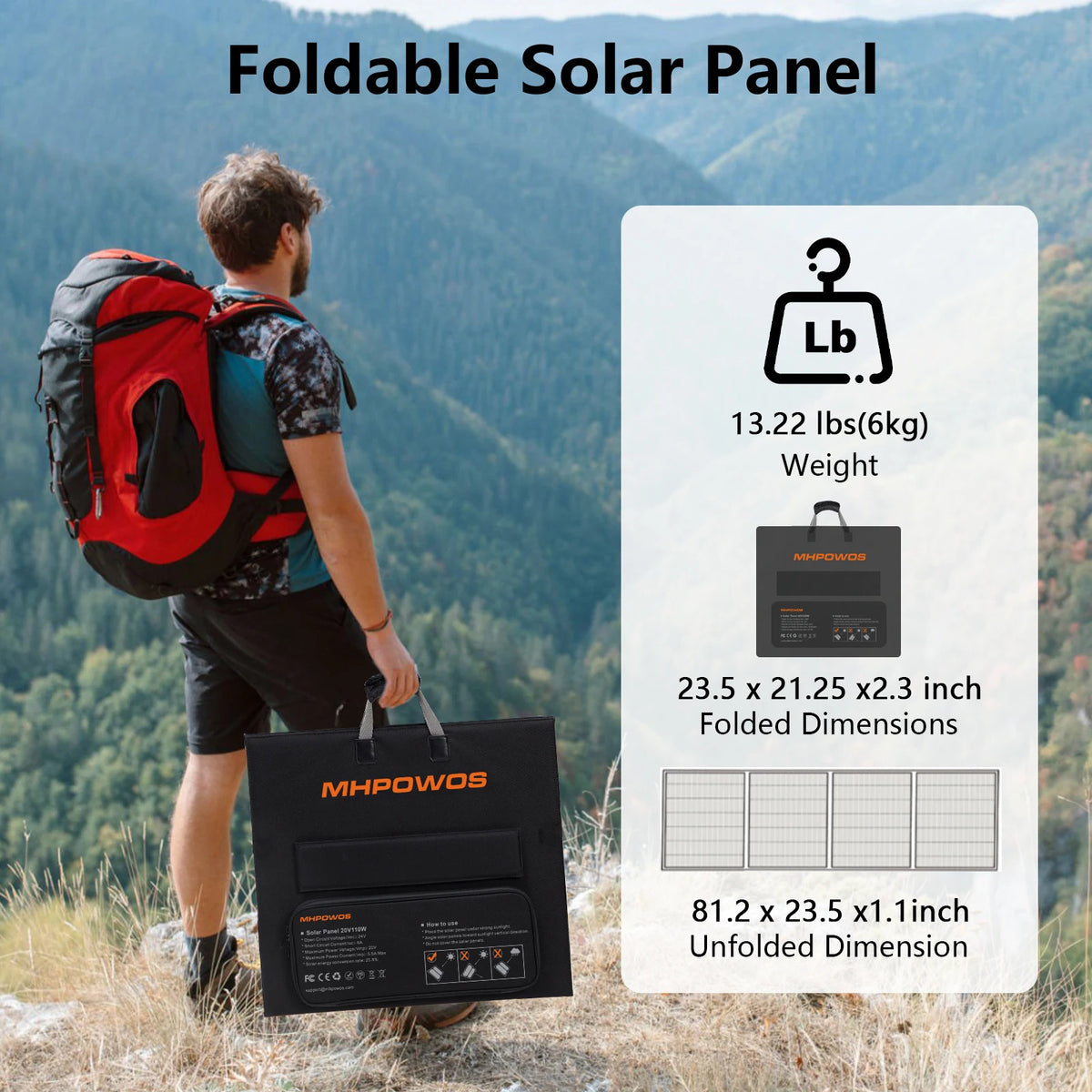 MHPOWOS Portable Solar Charger 40V 220W Foldable Solar Panel Kit for Jackery Bluetti Ecoflow Power Stations RV Camping Patio