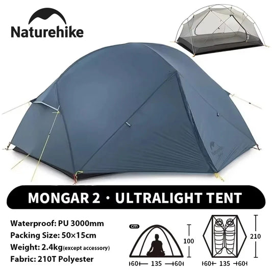 Naturehike Mongar 2 Person Backpacking Tent 210T Ultralight Travel Tent Waterproof Hiking Survival Outdoor Camping Tent