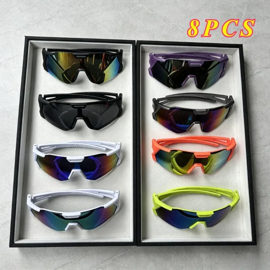 12 pairs of color-coated sports bicycle sunglasses, outdoor windproof and UV-proof road bicycle running rock climbing non-slip color eye protection sunglasses, random colors, gift recommendations