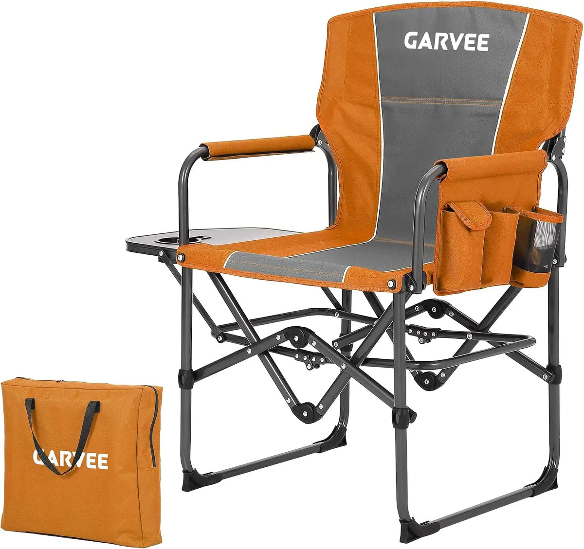 Tacleekii Oversized Camping Directors Chair, Portable Folding Lawn Chairs with Side Table for Adults Outdoor Foldable Camp Chair with Pocket for Beach, Fishing, Picnic