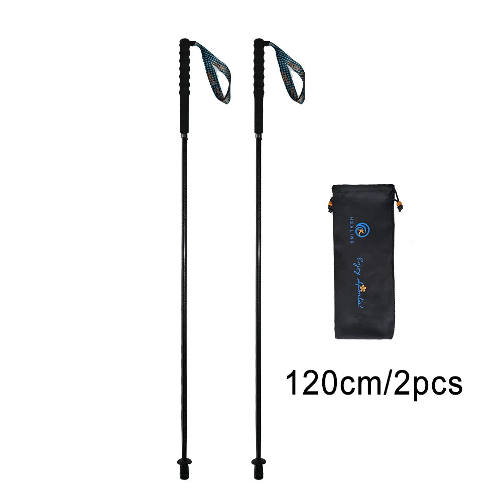 Ultra-Light Folding Carbon Fiber Trekking Poles – Portable Collapsible Hiking & Nordic Walking Sticks with Storage Bag