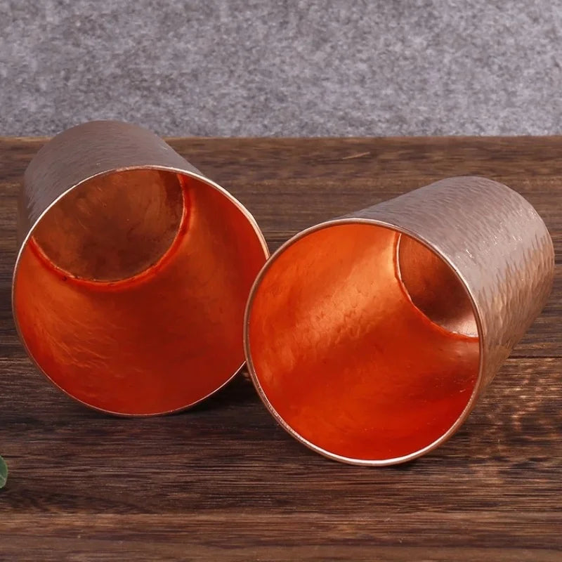 Vintage Pure Copper Cup,Thickened Hammer Texture 360 ml Breakfast Milk Coffee Mug,Handcrafted Tea Tumbler Drinkware Tableware