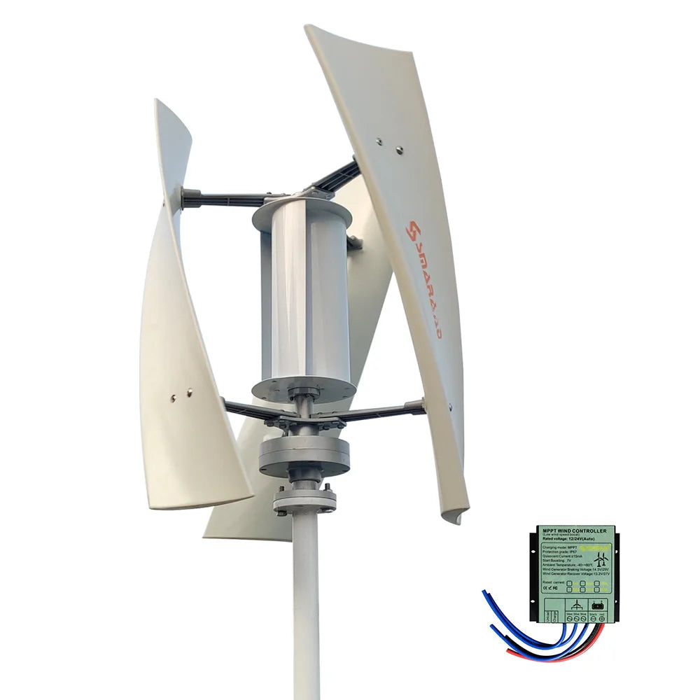 US Delivery of 3000W VerticalWind Turbine 12V/24V Low-Noise Household 220V With Free Charging Controller