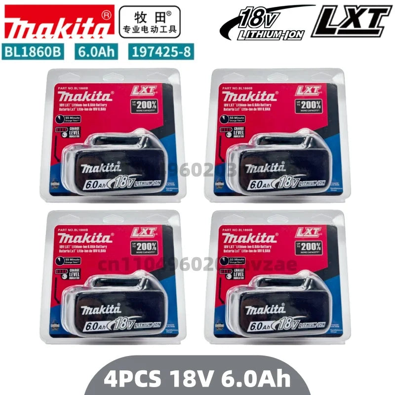 100% Original Makita Battery, 18V 6.0Ah Rechargeable Battery, Replacing Makita BL1830B L1840B L1850B L1860B, Power Tool Battery
