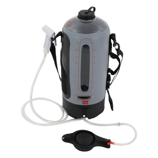 3 Gallon Solar Heating Portable Pressure Camp Shower PVC Seamless Pressurized Shower Bag Hand Air Pump 6.23ft Hose Scale Design