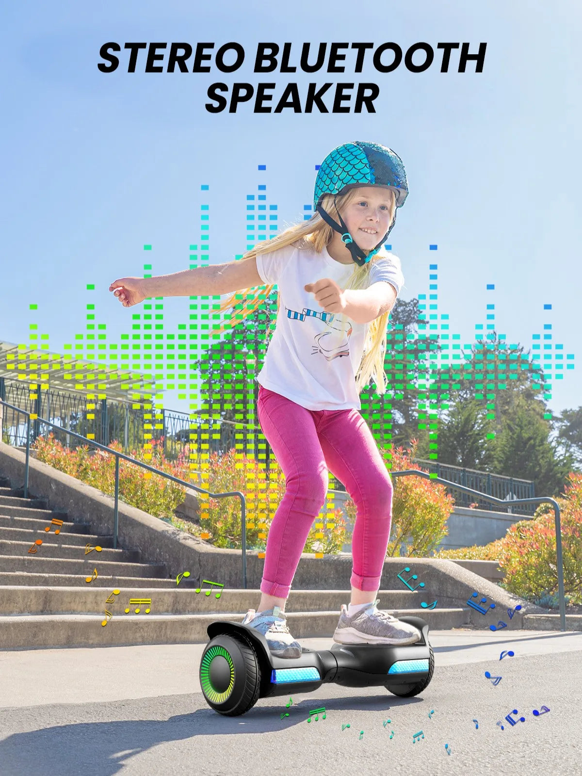 GYROSHOES Kids Hoverboard 6.5'' All Terrain UL 2272 Certified, Self Balancing Scooter with Dual 250W Motors, Bluetooth Speaker & LED Lights, Off-Road Tire, 7.75Mph Top Speed, Gift for 6-12 Year Old Boys Girls