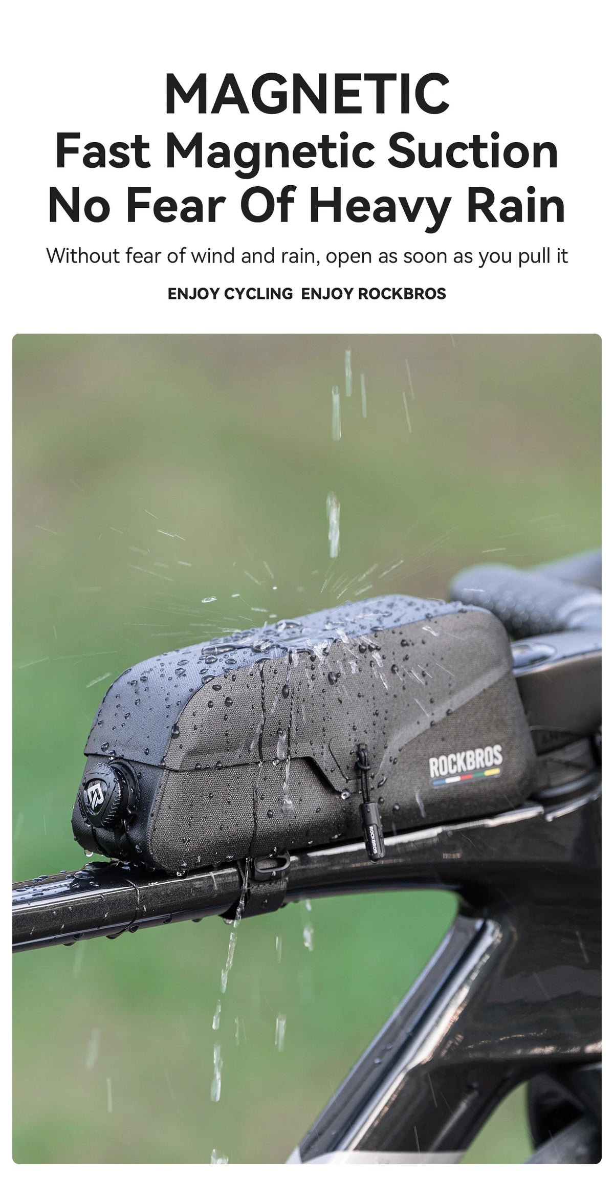 ROCKBROS ROAD TO SKY Magnetic Bicycle Bags Lid Top Tube Bag Waterproof Suction Front Bag Mobile Phone Bags