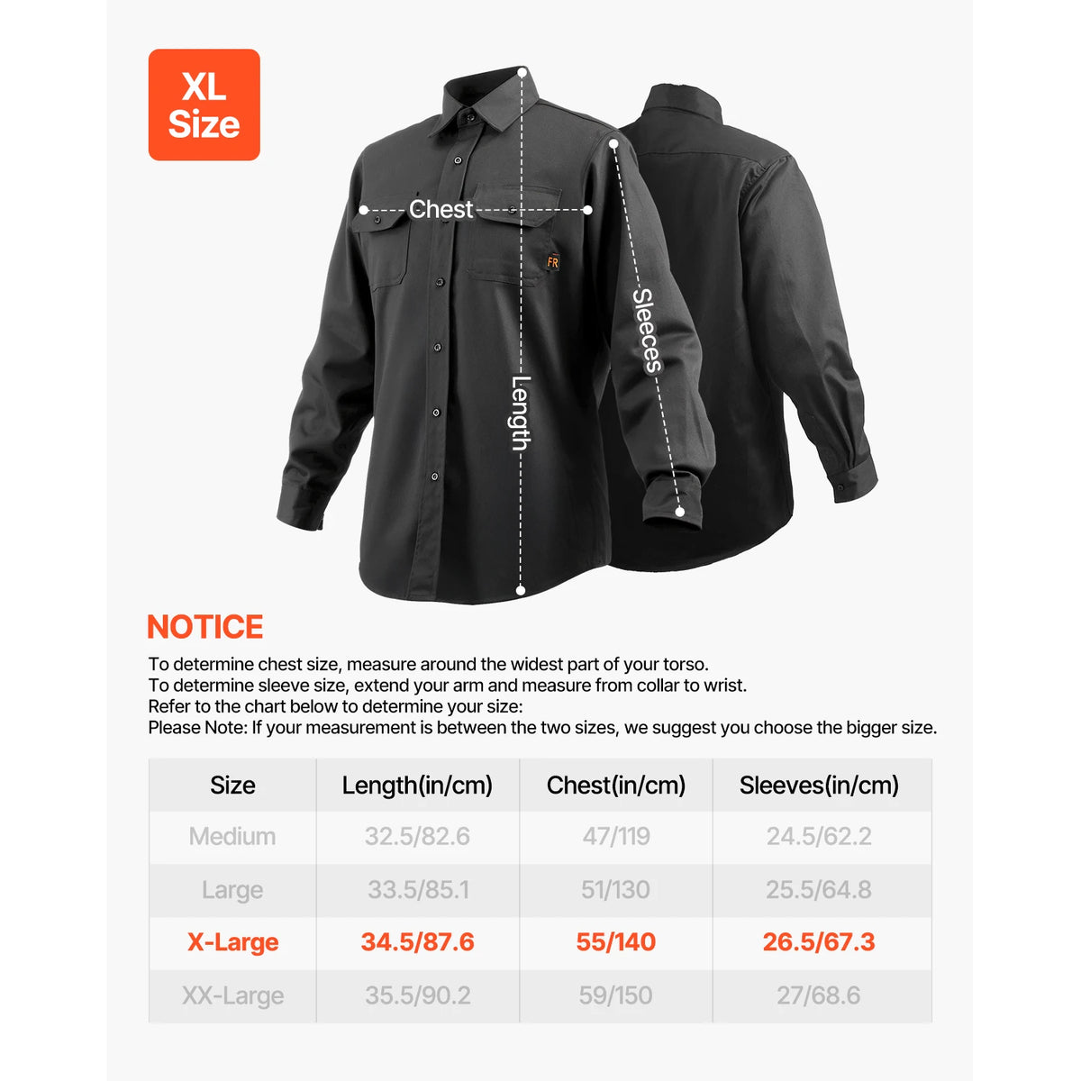 SucceBuy Flame Resistant Welding Jacket 7oz. FR Shirts for Men Machine Washable Cotton Heat-Resistant Welding Shirt - XL Size