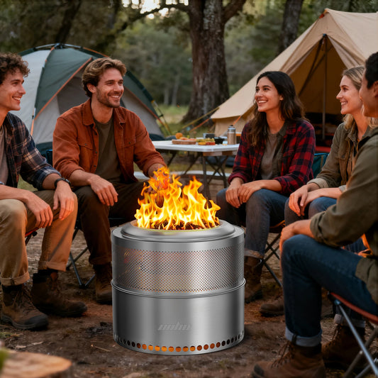 Wood Burning Firepit,Large Stainless Steel Smokeless Fire Pit with Carry Bag,Outdoor Camping Firewood Burner Stove