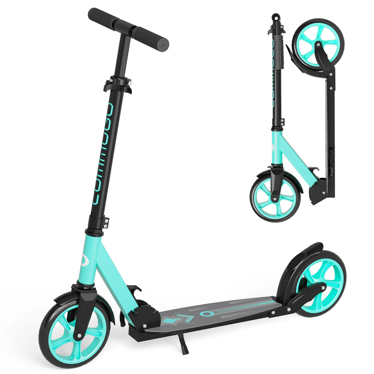 Commugo T1 Kick Scooter for Ages 6+,Kids, Teens & Adults. 4 Adjustable Levels, Foldable, Lightweight, Anti-Shock Suspension, Max Load 240 LBS