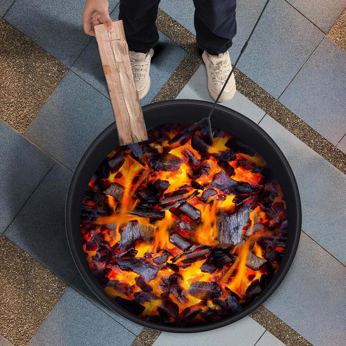 Tacleekii 26 inch Outdoor Fire Pit with Fire Cover Smokeless Wood Burning Fire Pits for Outside BBQ Garden Yard Camping