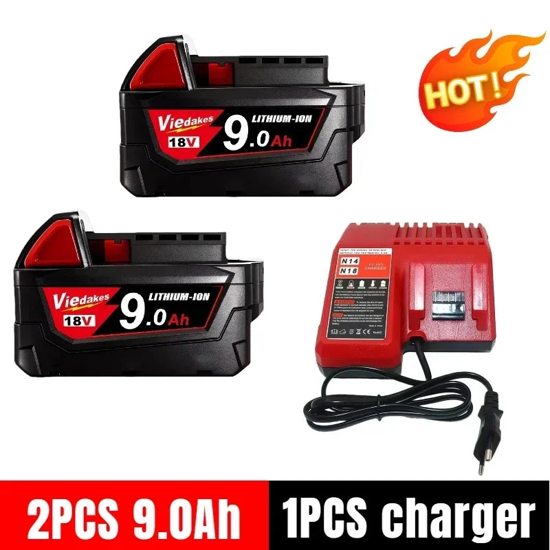 Long Runtime 18V 9.0Ah Rechargeable Li-ion Battery Fit for Milwaukee 18V Battery M18 HB3 HB6 48-11-1860