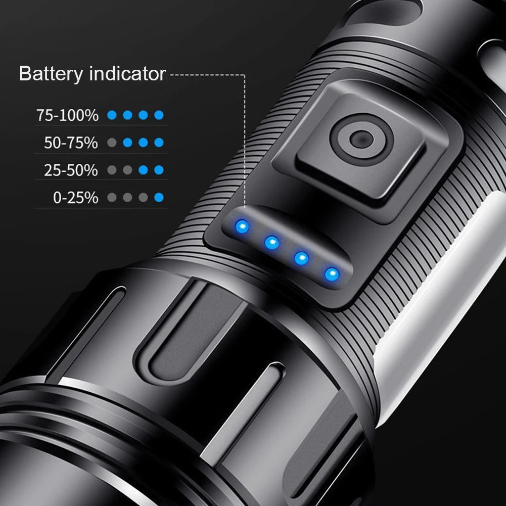 800LM COB LED Torch Lamp 1200mAh XHP50 Portable Flashlight Type-C USB Rechargeable IPX4 Waterproof Camping Fishing Lighting