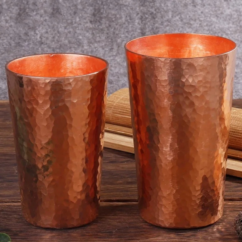 Vintage Pure Copper Cup,Thickened Hammer Texture 360 ml Breakfast Milk Coffee Mug,Handcrafted Tea Tumbler Drinkware Tableware