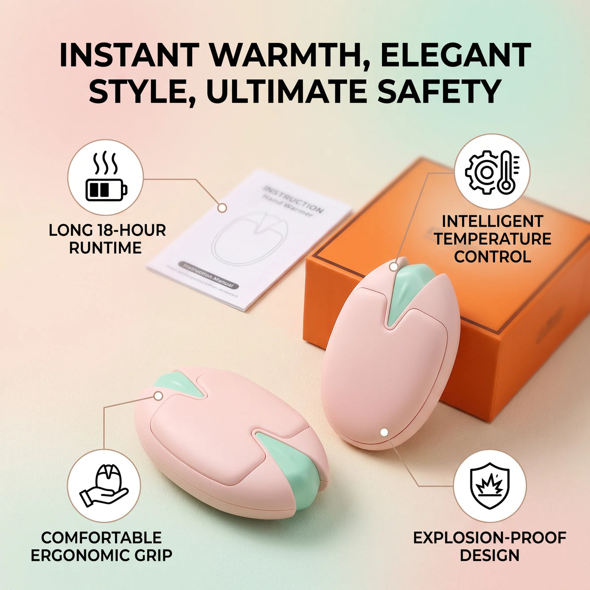 2 in 1 Electric Magnetic Hand Warmer USB Rechargeable 6000mAh Portable Pocket Hand Heater with 3 Adjustable Levels for Outdoor