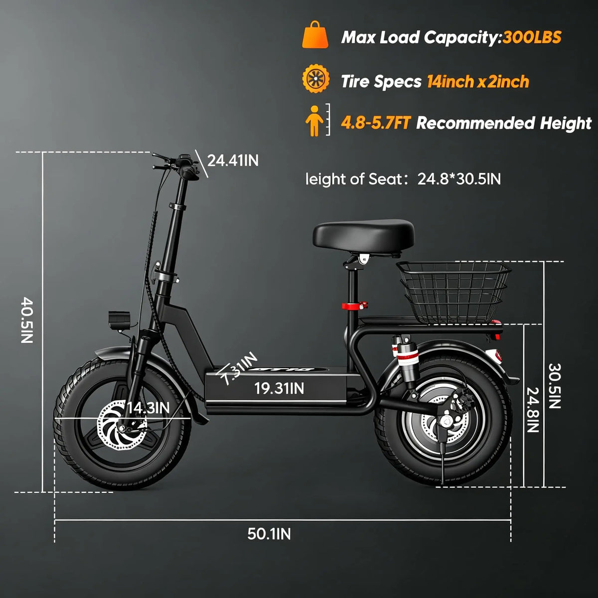 Misodo Foldable Electric Scooter for Adults & Teens with Seat, 1000W Peak Motor, Up to 25 MPH Top Speed, 25-35 Miles Range, 14" Tires, Adjustable Handlebar, Rear Basket, Commuting E-Scooter, UL2272 Certified